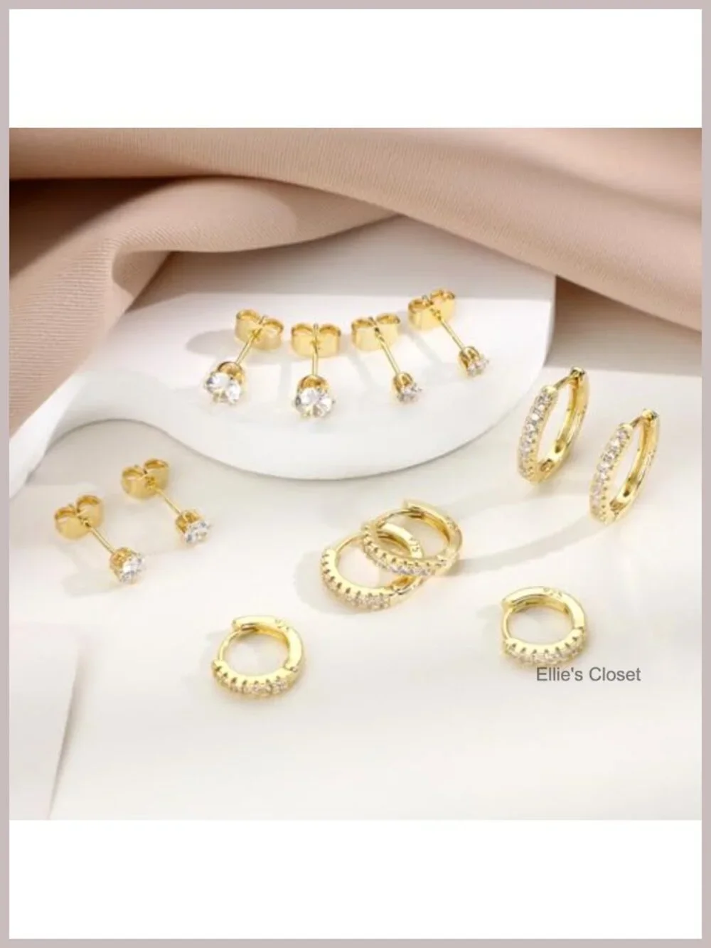 14K Gold Plated Hoop Earrings Set Hypoallergenic Huggie & Studs for Women Girls